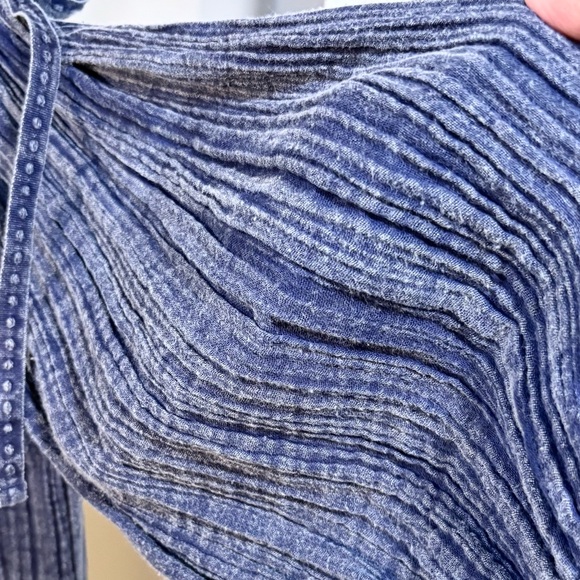 Free People Washed Ashore Indigo Blue Textured Ruffle Hem Peasant Dress Sz M🧡 - Picture 9 of 13